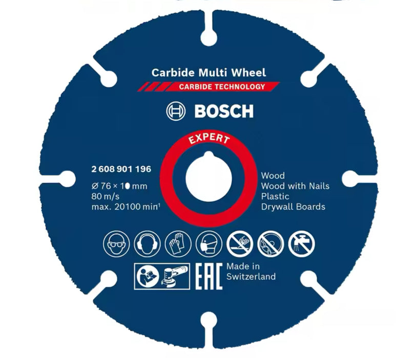 BOSCH 2608901196 Carbide Durable Multi Wheel Cutting Disc 76 mm Durable Cutting Blade Power Tool Attachment