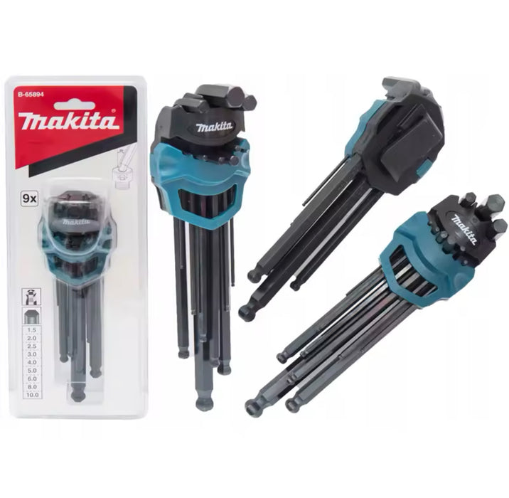 Makita B-65894 9 Piece Hex Key Wrench Set Black