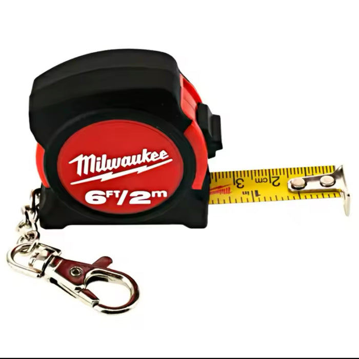 Milwaukee 6ft/2M Mini Tape Measure Keychain Portable Tape Measure Accessory