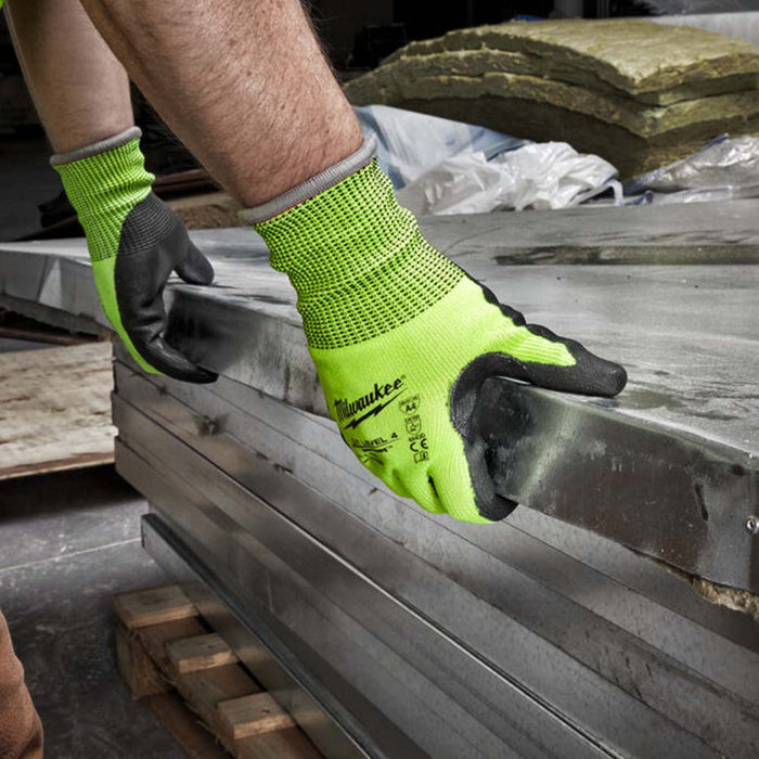 Milwaukee High Visibility Cut Level 1 Polyurethane Dipped Gloves