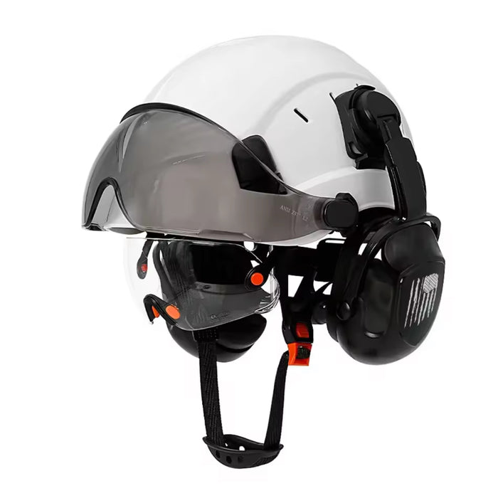 CE Safety Helmet with Visor, Goggles & Earmuffs – ANSI Certified Hard H
