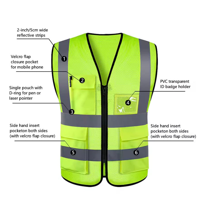 High Vis Reflective Safety Vest – Adjustable PPE for Construction & Work Safety