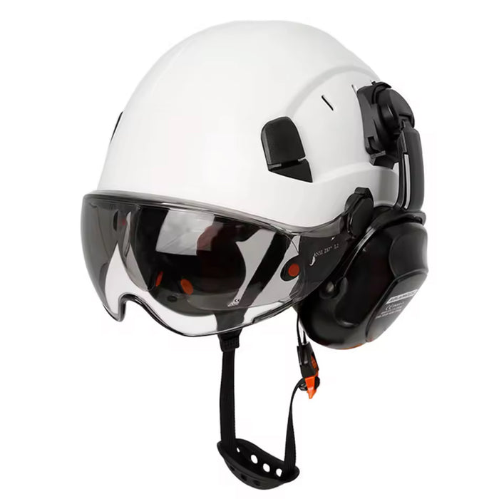 CE Safety Helmet with Visor, Goggles & Earmuffs – ANSI Certified Hard H