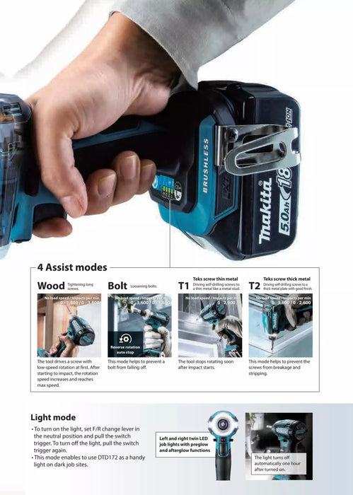 Makita DTD172Z Brushless Cordless Impact Driver 18V Lithium-Ion Power Drill