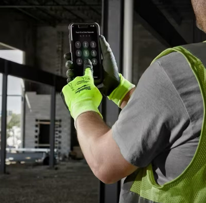 Milwaukee High Visibility Cut Level 1 Polyurethane Dipped Gloves