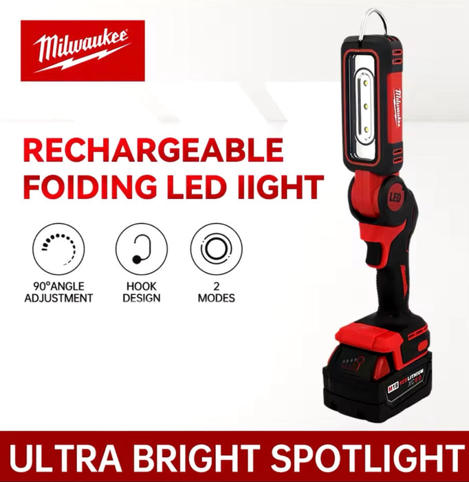 Milwaukee 18V Compact Folding Travel Camping Lamp  LED Work Light Electric Rotating Outdoor Light