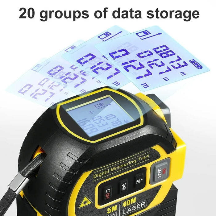 Laser Tape Measure 3 In 1 Digital Tape Measure High Precision Laser Rangefinder Steel Tape Measure