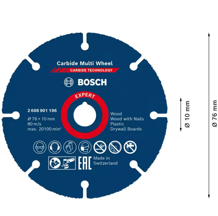 BOSCH 2608901196 Carbide Durable Multi Wheel Cutting Disc 76 mm Durable Cutting Blade Power Tool Attachment