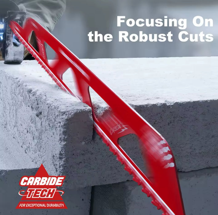 EZARC Masonry Reciprocating Saw Blade 12"/18" Carbide Sawzall Blades for Cutting Aerated Concrete