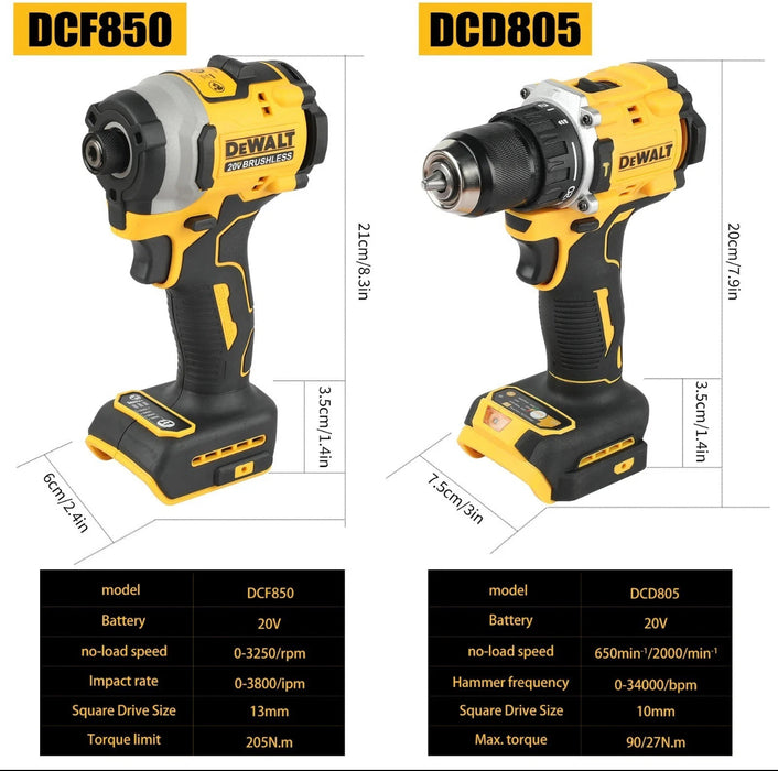 DeWalt DCF805 & DCD850 Brushless Cordless Drill and Impact Driver Kit + FREE Tool Bag