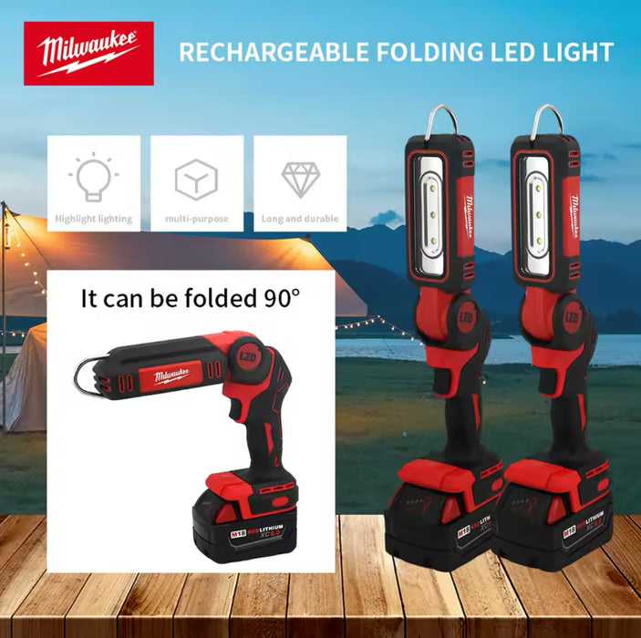 Milwaukee 18V Compact Folding Travel Camping Lamp  LED Work Light Electric Rotating Outdoor Light