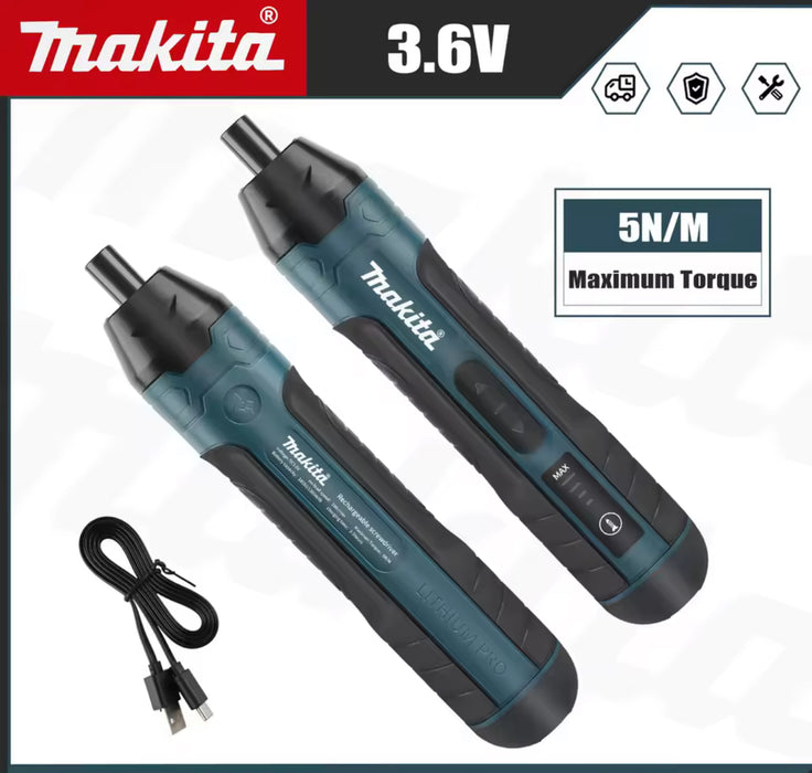 Makita Cordless Electric Screwdriver 3.6V 5N.m Torque | 1/4" Chuck 1300mAh Li - ion Battery