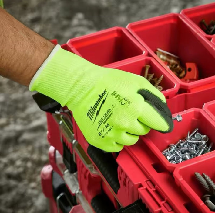 Milwaukee High Visibility Cut Level 1 Polyurethane Dipped Gloves