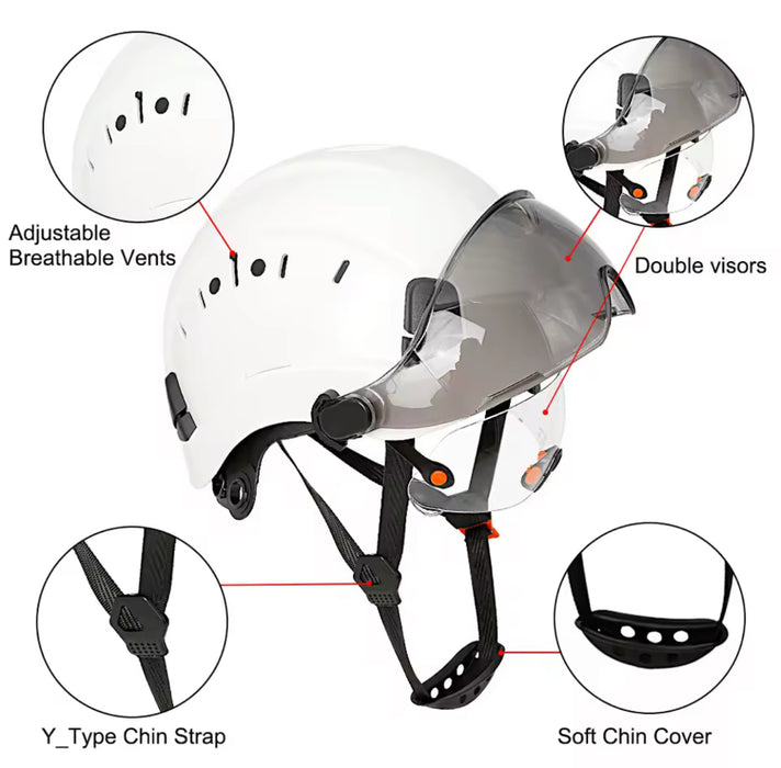 CE Safety Helmet with Visor, Goggles & Earmuffs – ANSI Certified Hard H