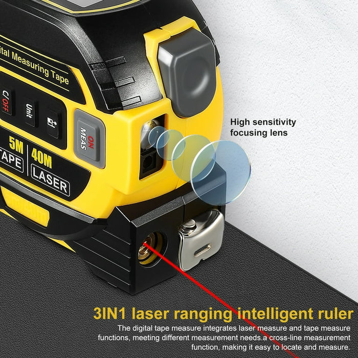 Laser Tape Measure 3 In 1 Digital Tape Measure High Precision Laser Rangefinder Steel Tape Measure