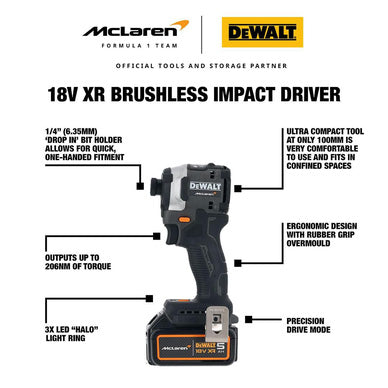 DeWalt McLaren DCF85MP1T-GB 18V XR Brushless Compact Impact Driver