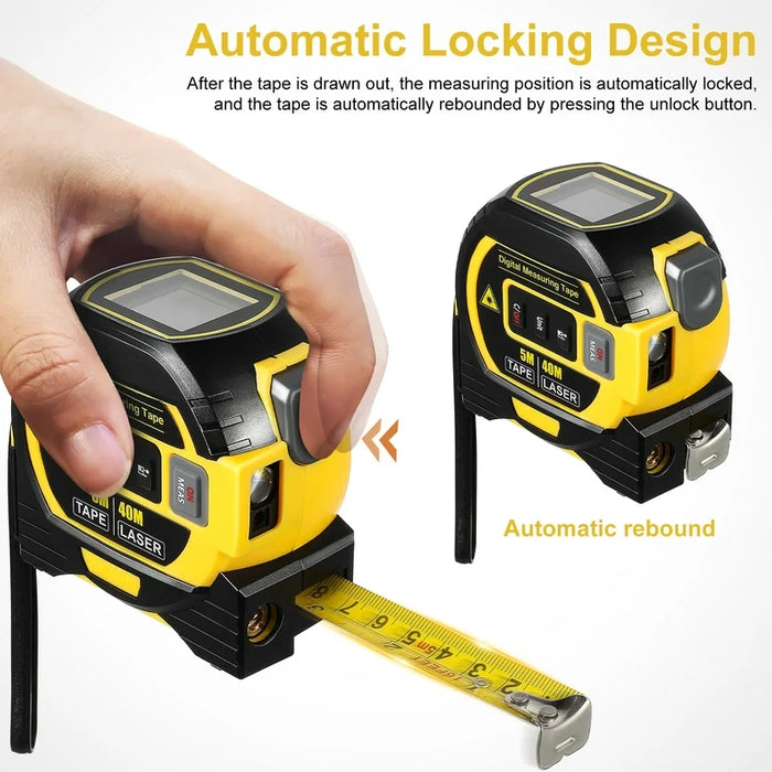 Laser Tape Measure 3 In 1 Digital Tape Measure High Precision Laser Rangefinder Steel Tape Measure