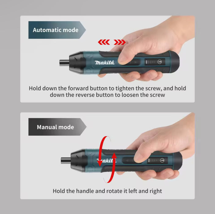 Makita Cordless Electric Screwdriver 3.6V 5N.m Torque | 1/4" Chuck 1300mAh Li - ion Battery