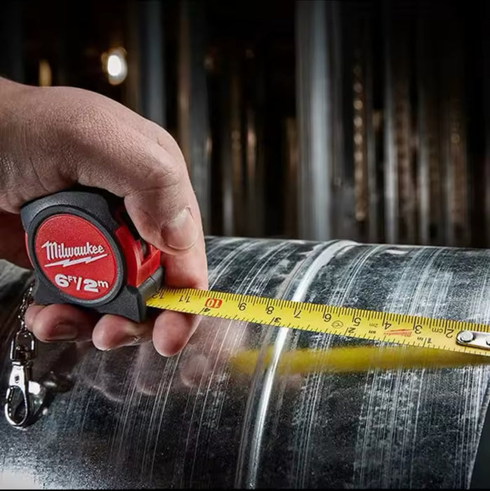 Milwaukee 6ft/2M Mini Tape Measure Keychain Portable Tape Measure Accessory