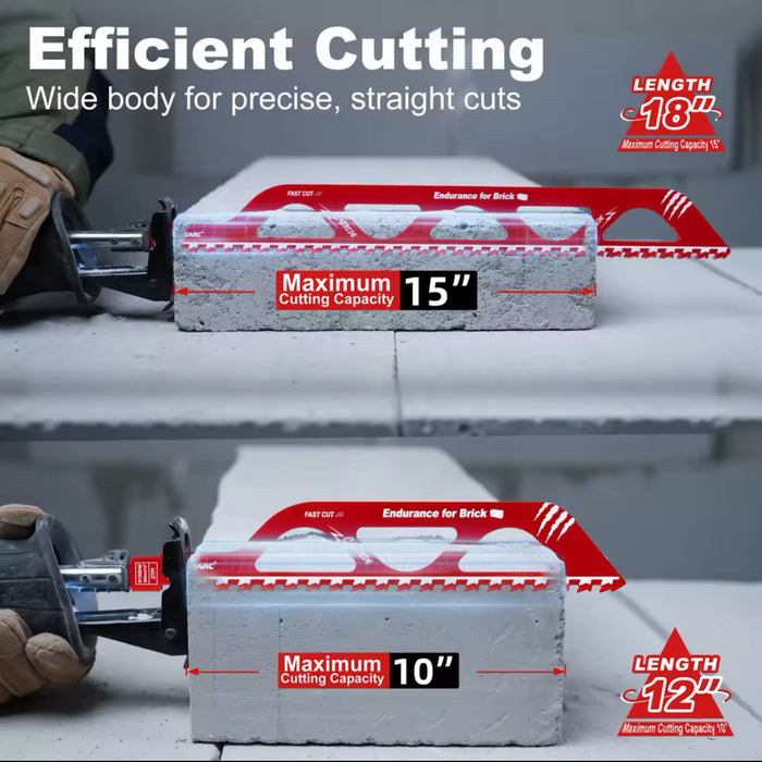 EZARC Masonry Reciprocating Saw Blade 12"/18" Carbide Sawzall Blades for Cutting Aerated Concrete
