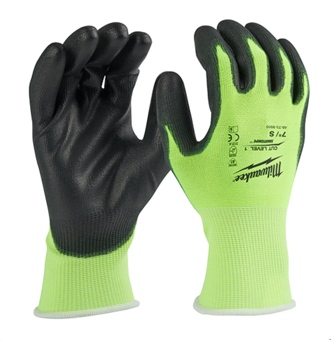 Milwaukee High Visibility Cut Level 1 Polyurethane Dipped Gloves